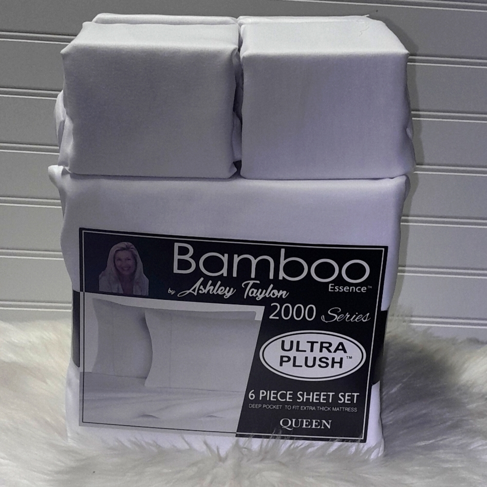 Bamboo Essence Queen White 6 Piece Sheet Set